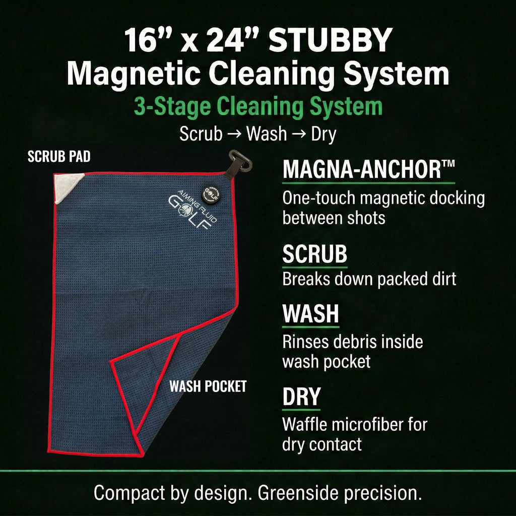 Elevate Your Game with the Magna-Anchor™ Magnetic Golf Towel – Stubby (16×24)