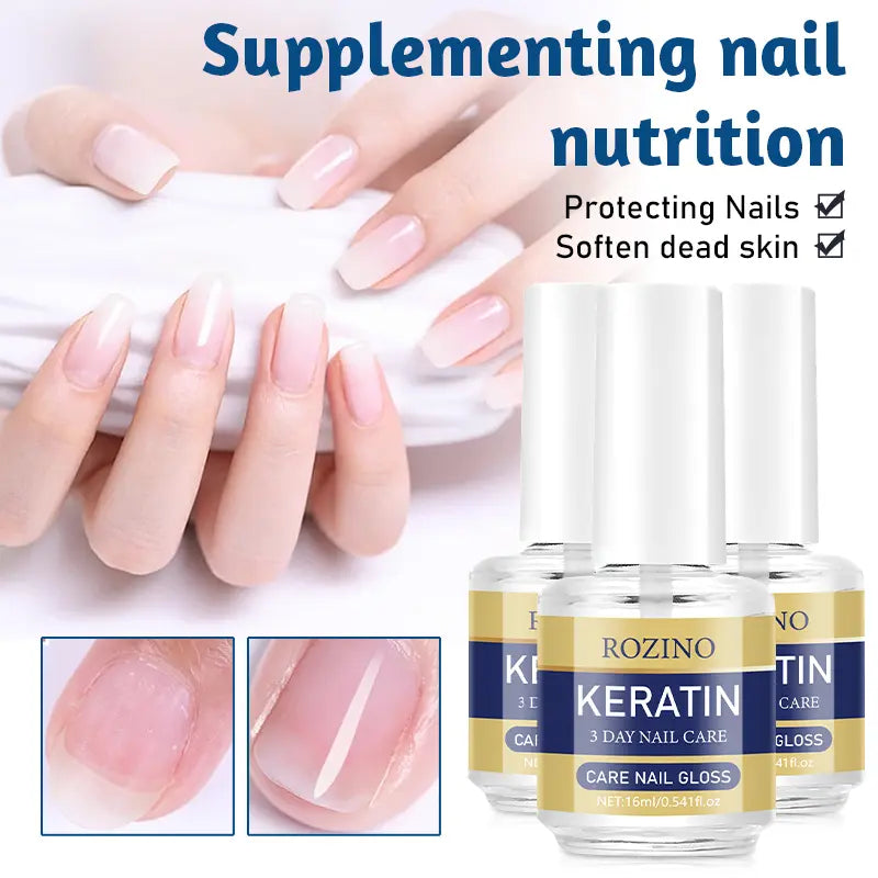Transform Your Nails with ROZINO's 3 Days Nail Care Formula - Nourishing Keratin Amino Acid & Aloe in a Convenient 16ml Bottle for Healthy, Stunning Manicures!
