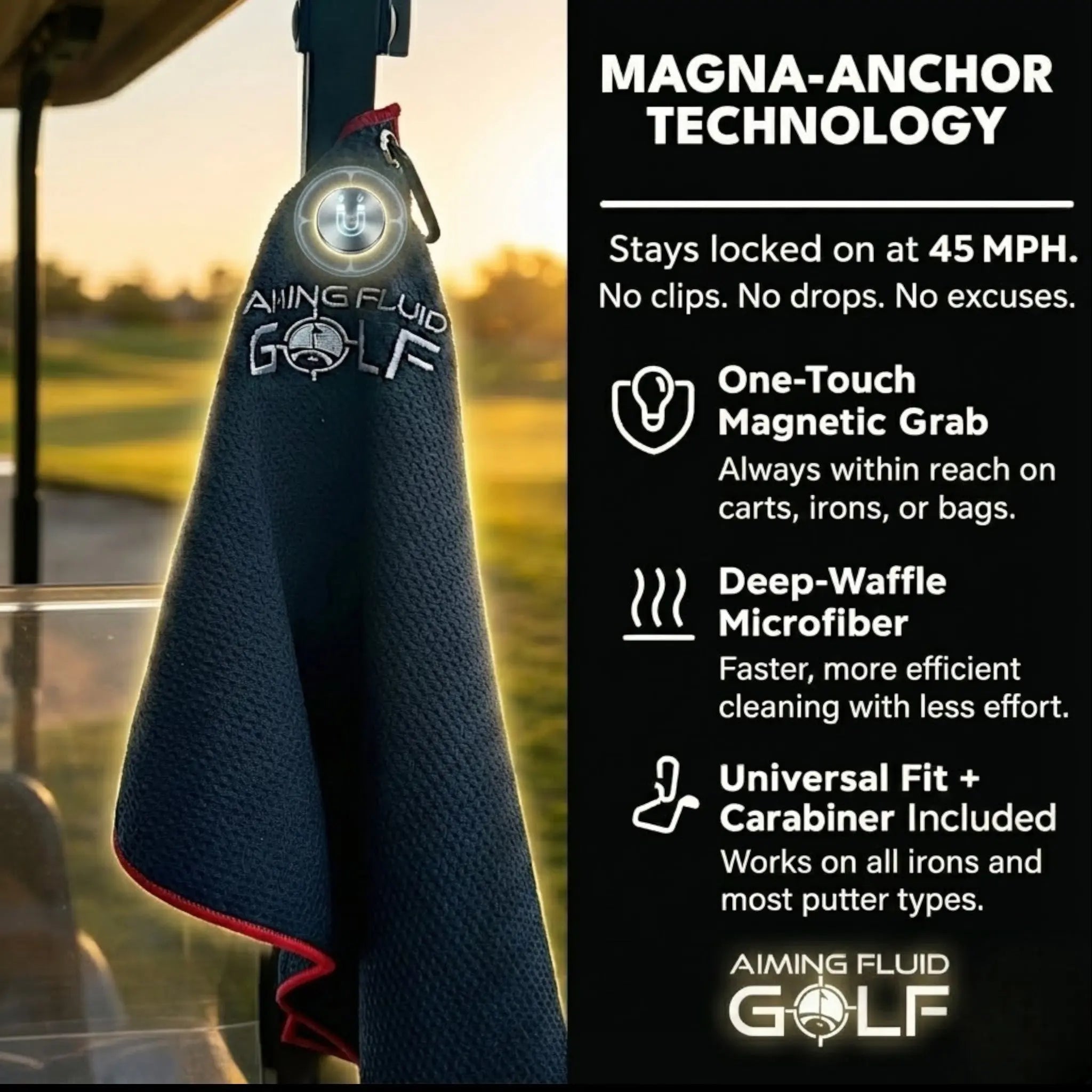 Elevate Your Game with the Magna-Anchor™ Magnetic Golf Towel – Stubby (16×24)