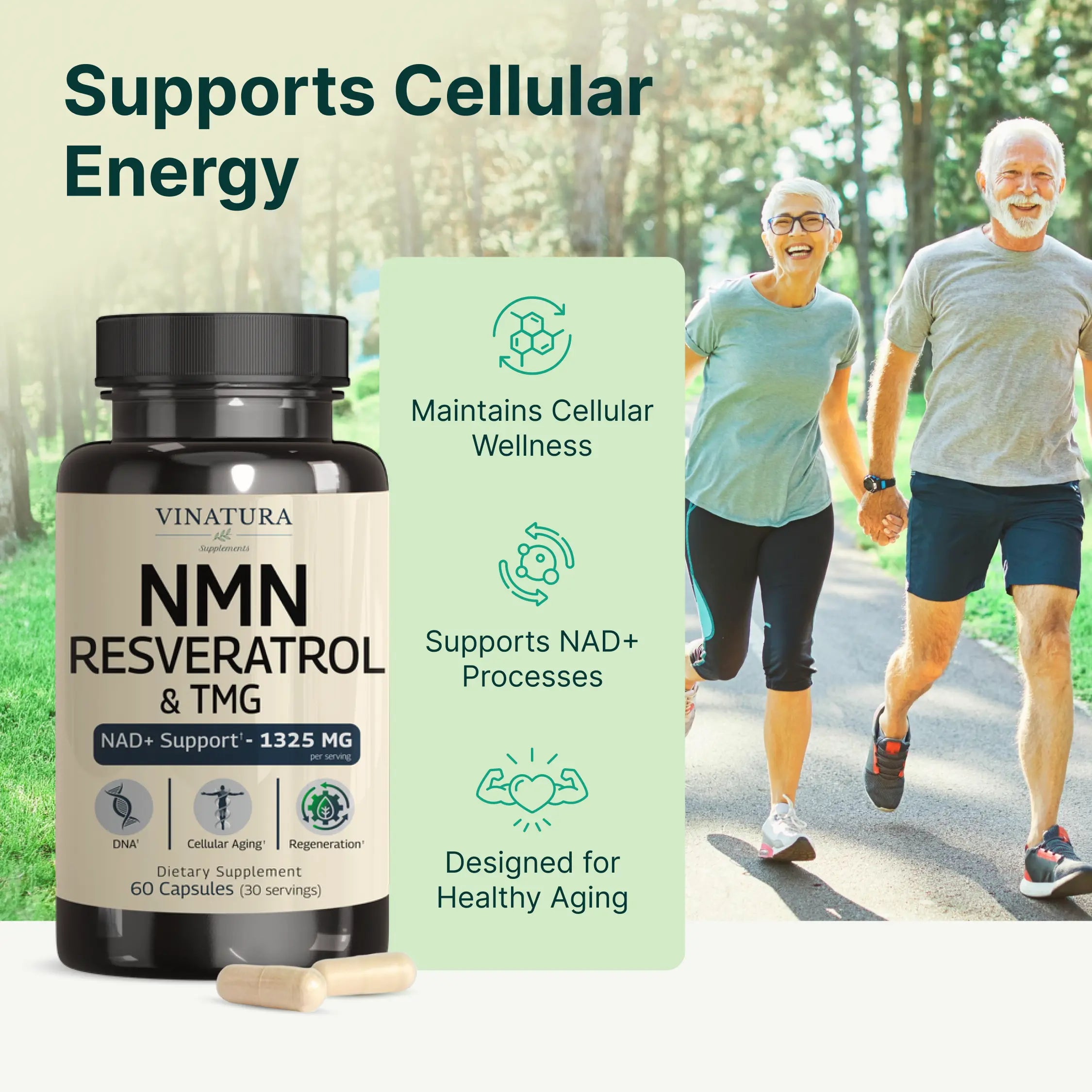 NMN Complex Supplement 1325MG - NMN 1000Mg with Resveratrol and TMG, Support NAD+, 60 Capsules