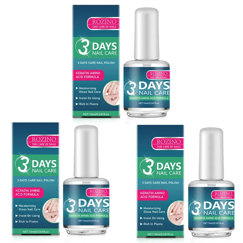Transform Your Nails with ROZINO's 3 Days Nail Care Formula - Nourishing Keratin Amino Acid & Aloe in a Convenient 16ml Bottle for Healthy, Stunning Manicures!