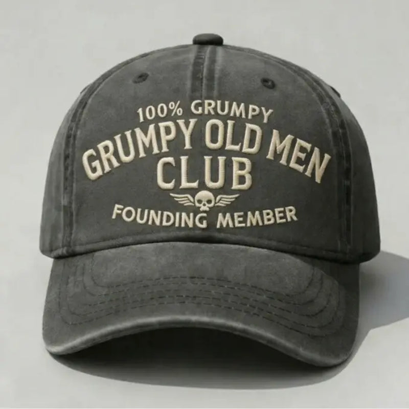 Grumpy Old Men Club Style Adjustable Cap for Men, Perfect Gift for Dad Low Profile Dad Hat Pigment Dyed