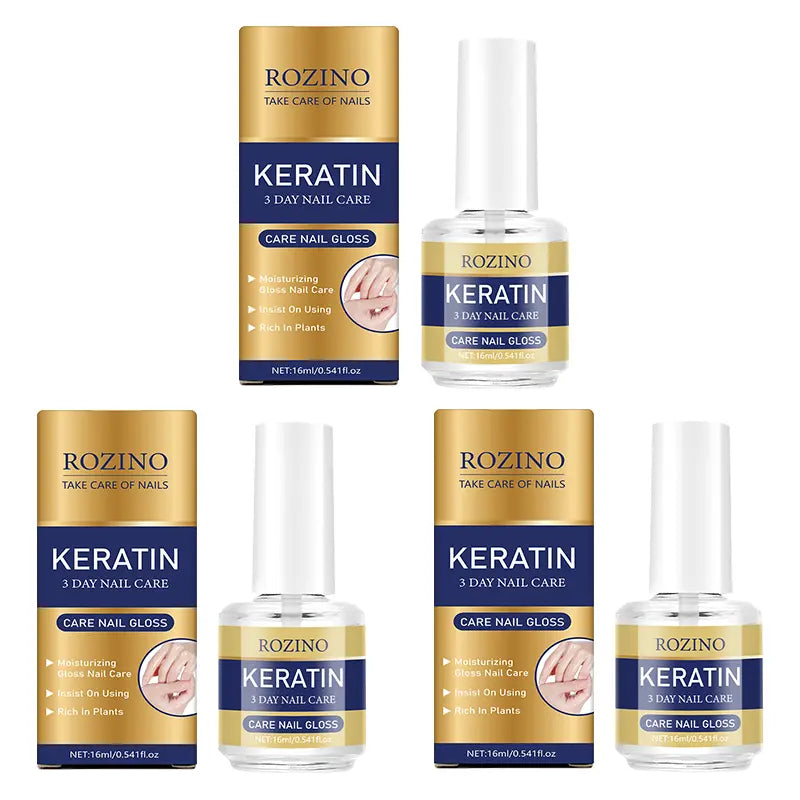Transform Your Nails with ROZINO's 3 Days Nail Care Formula - Nourishing Keratin Amino Acid & Aloe in a Convenient 16ml Bottle for Healthy, Stunning Manicures!