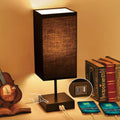 Sailstar 3-Way Dimmable Touch Table Lamp with USB Charging Ports - Elegant Black Nightstand Lamp for Bedroom, Living Room, and Desk