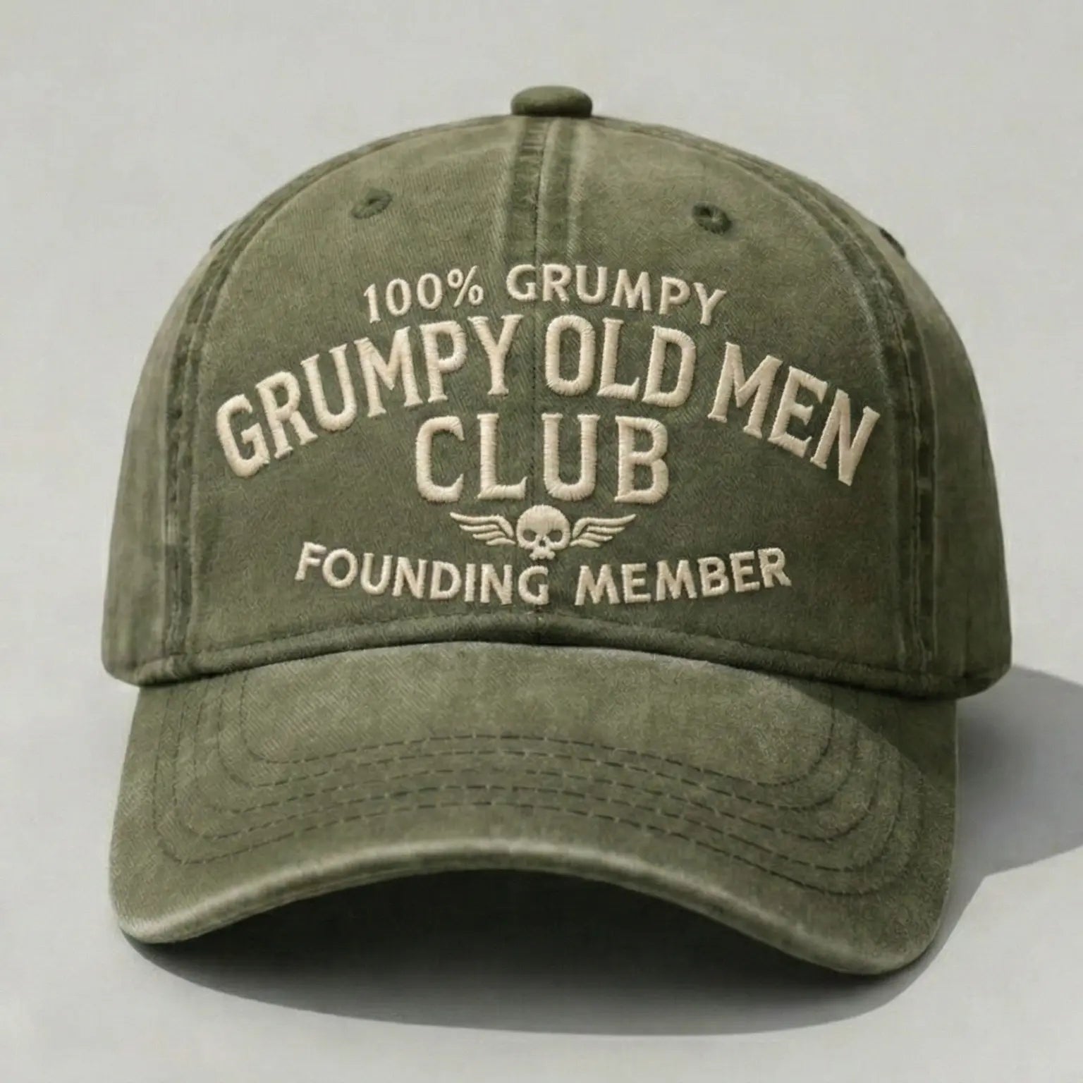 Grumpy Old Men Club Style Adjustable Cap for Men, Perfect Gift for Dad Low Profile Dad Hat Pigment Dyed